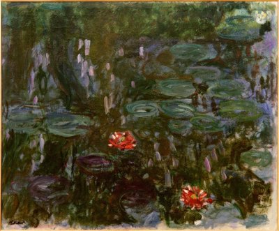 Waterlelies, weerspiegelingen van wilgen door Claude Monet